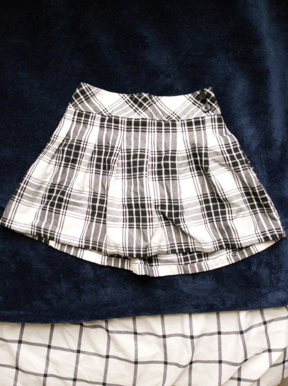 Black & White Plaid Mini Skirt